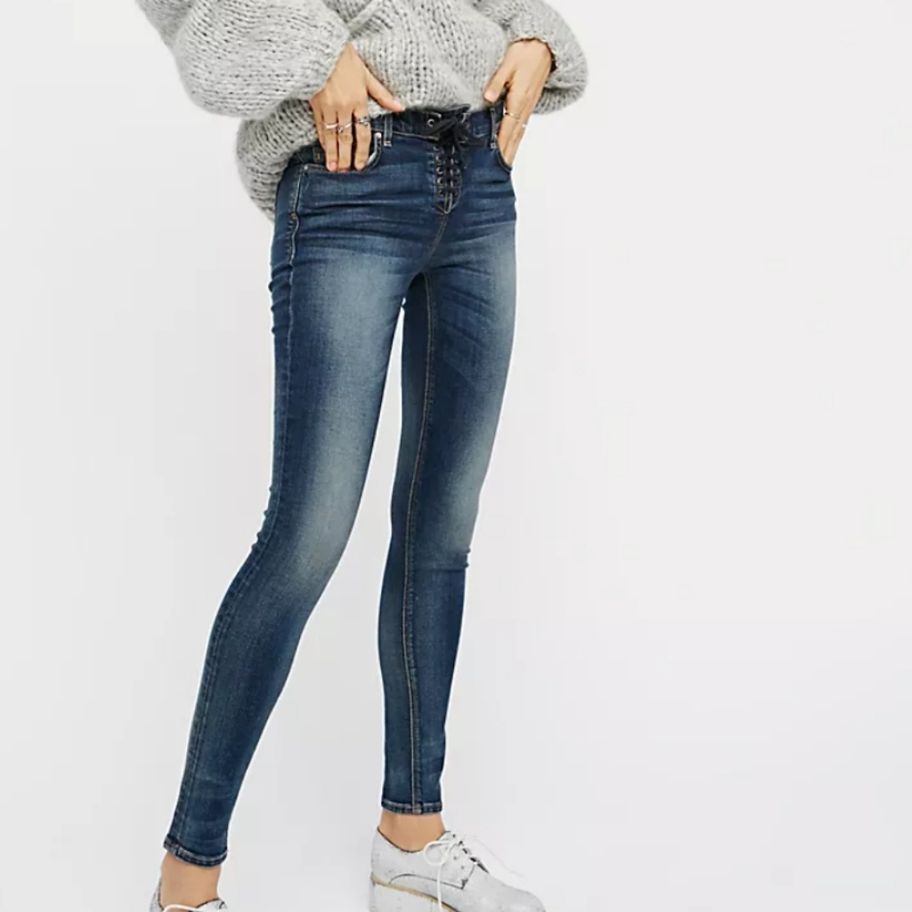 Blank NYC Lace Up Front Skinny Classique Jeans, Size 27